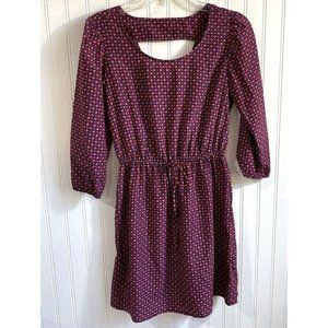 BeBop Womens Small Geometric Blue Pink Keyhole Mini Dress Elastic Waist‎